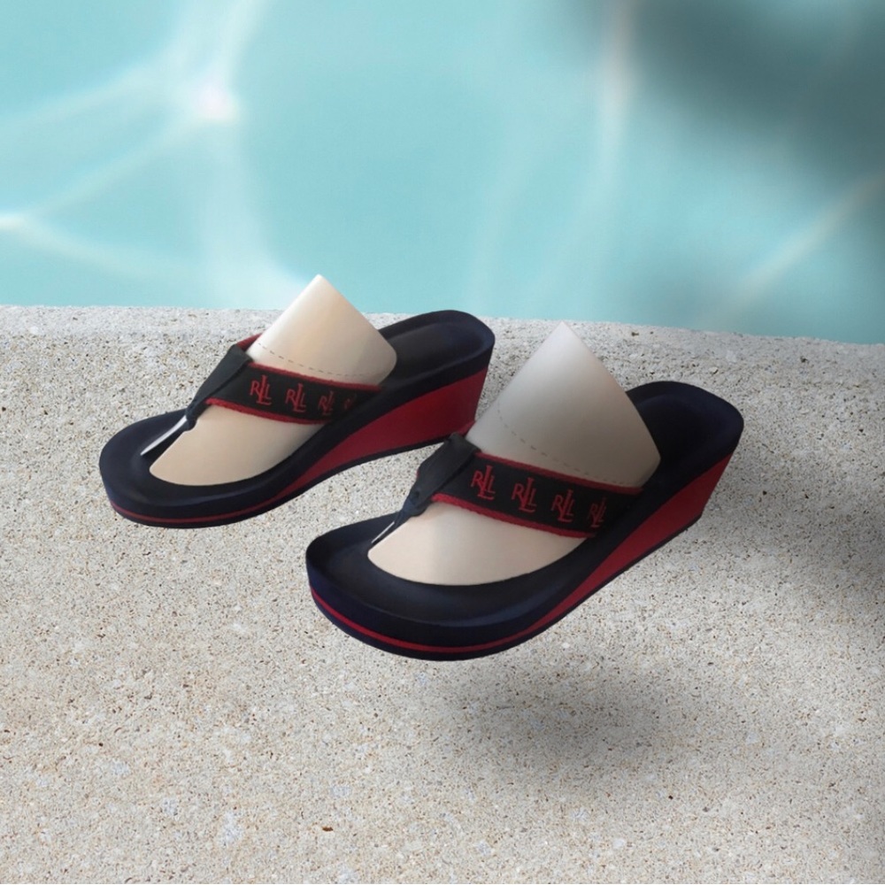 Ralph Lauren Wedge Flip Flops